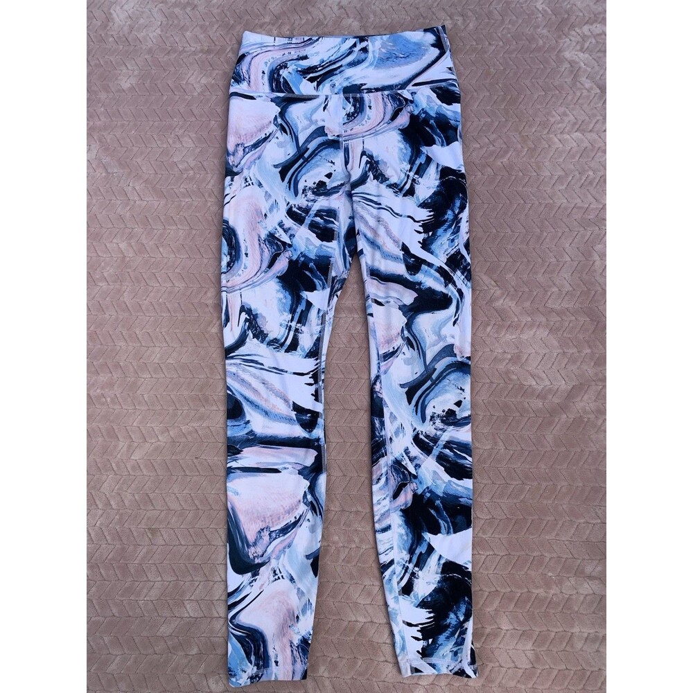Guru Active Leggings Womens Medium Pink Blue swirl High Rise Athleisure